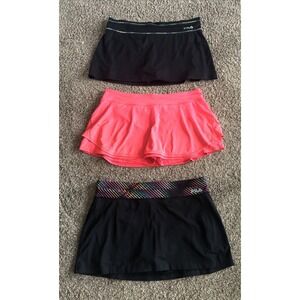 3  Sport Tennis Skirts Skorts 2 - FILA Black 1 - TEK GEAR Melon Color. All XL